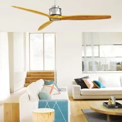 Airfusion Akmani Loftventilator, Teak/krom -Viftebelysning Discountbutik airfusion akmani loftventilator teak krom 2