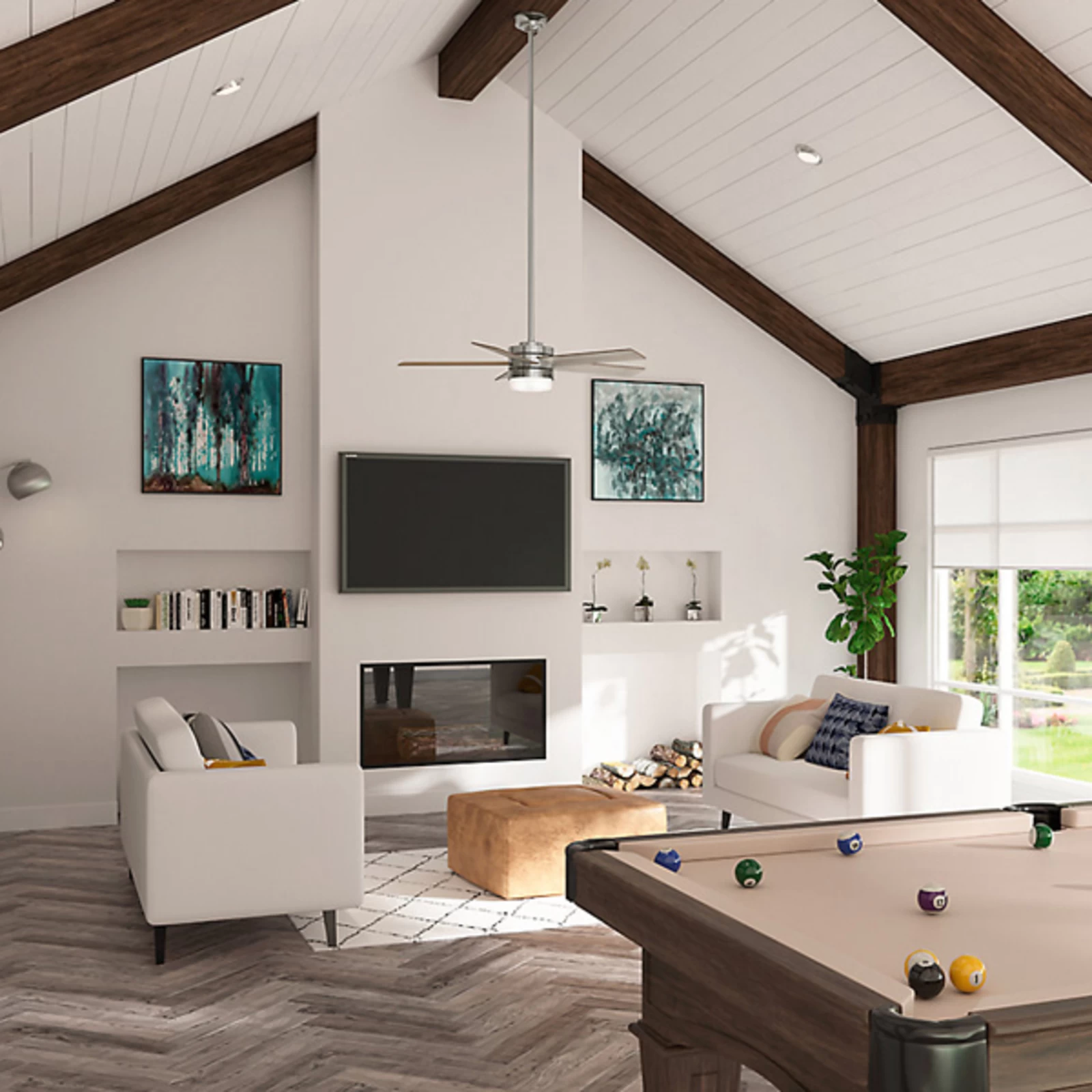 Hunter Claudette Ventilator Med Lys, Eg/nikkel 5 Hunter Claudette Ventilator Med Lys, Eg/nikkel - Billede 3