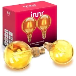 Innr LED-globe E27 Filament 2.200 K, 4,2 W, 2 Stk -Viftebelysning Discountbutik innr led globe e27 filament 2 200 k 4 2 w 2 stk 2