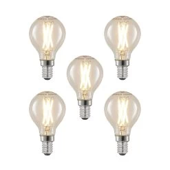 LED-filamentpære E14 4W 2.700 K Dråbe Dæmpes 5 Stk