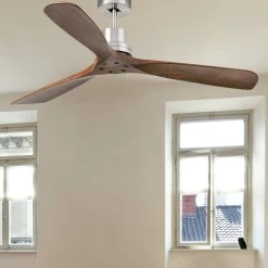 Loftsventilator Lantau Fjernbetjening, Valnød/stål -Viftebelysning Discountbutik loftsventilator lantau fjernbetjening valnod stal 3