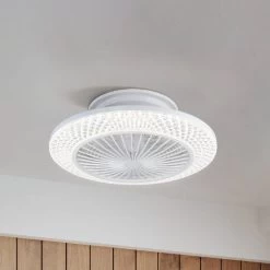 EGLO Malinska Loftventilator, LED CCT, Krystal-look