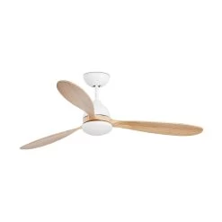 Poros Loftventilator, LED-lampe, Hvid/lyst Træ -Viftebelysning Discountbutik poros loftventilator led lampe hvid lyst trae 2