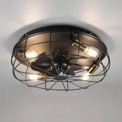 Trondheim Loftventilator Fjernbetjening 4xE27 Sort