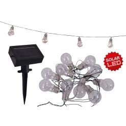 LED-lyskæde M. Solcelle, Glødepære, 10 Lyskilder -Viftebelysning Discountbutik led lyskaede m solcelle glodepaere 10 lyskilder 8