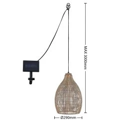 Lindby Amelika LED-solcellependellampe Rattanlook -Viftebelysning Discountbutik lindby amelika led solcellependellampe rattanlook 3
