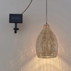 Lindby Amelika LED-solcellependellampe Rattanlook -Viftebelysning Discountbutik lindby amelika led solcellependellampe rattanlook 4